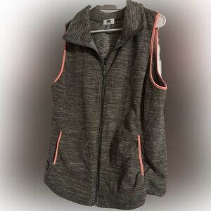Old Navy Women's Charcoal Fleece Vest with Coral Trim - size XL, Good Condition